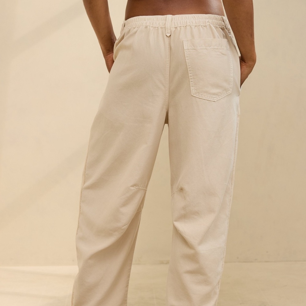Aerie Barrel Leg Pants Chinos Size Small Cake Batter Cream - Picture 7 of 12